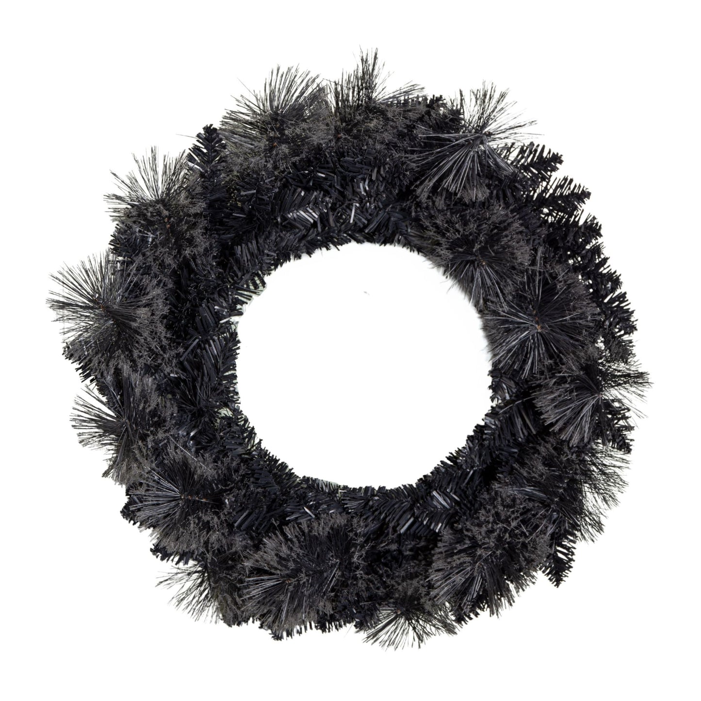 50cm Plain Black Tipped Hanging Christmas & Halloween Artificial Wreath