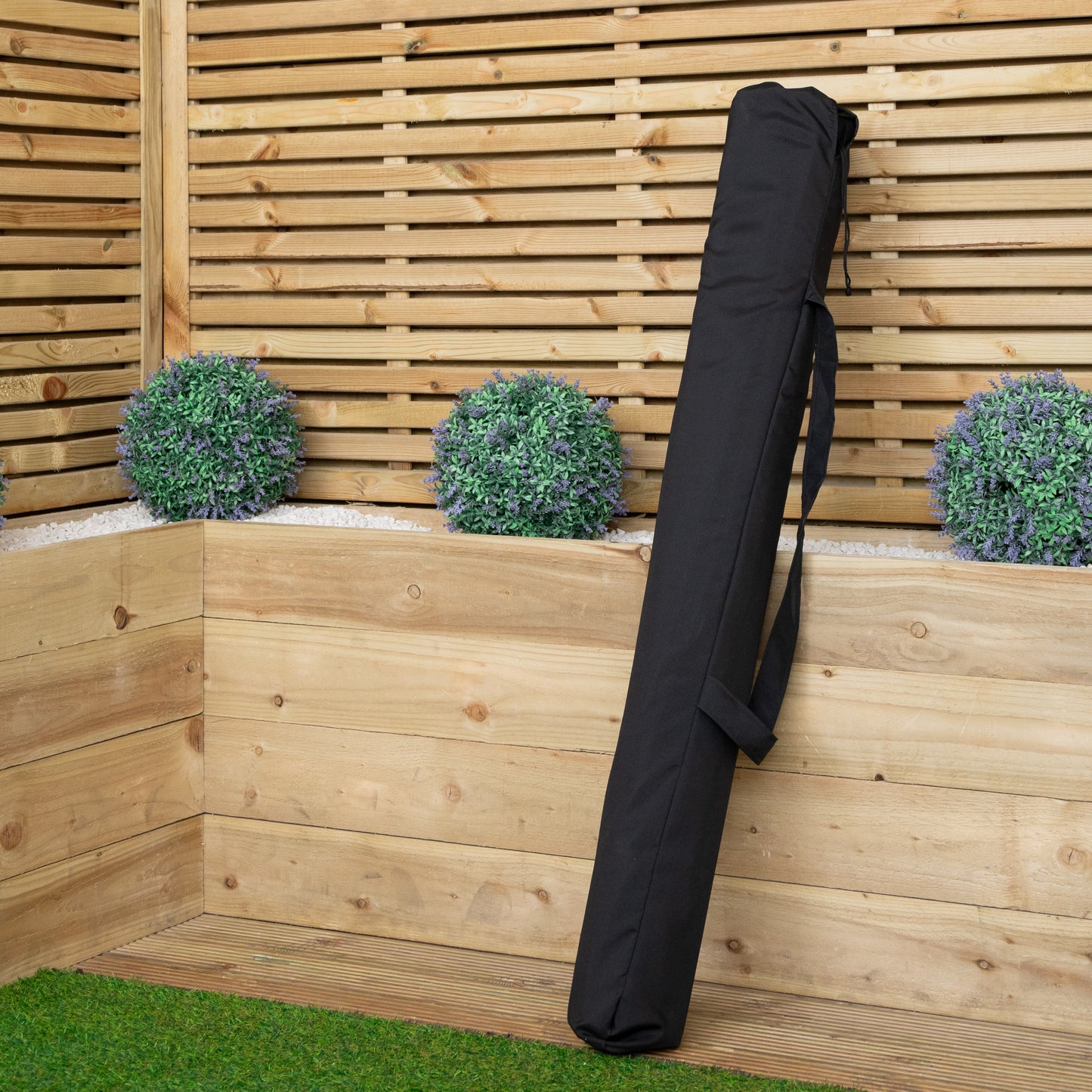 Samuel Alexander 2.7m Outdoor Wooden Garden Parasol Sun Shade with Carry Bag in Black