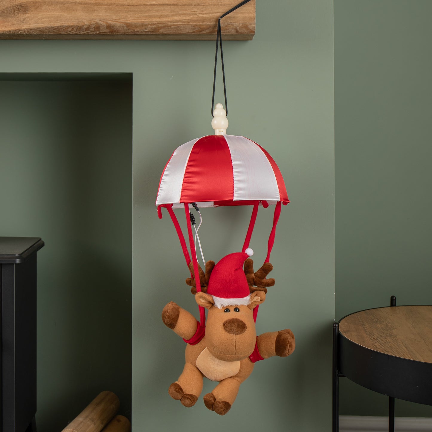 45cm Battery Operated Musical Parachuting Reindeer with Leg Kicking Motion