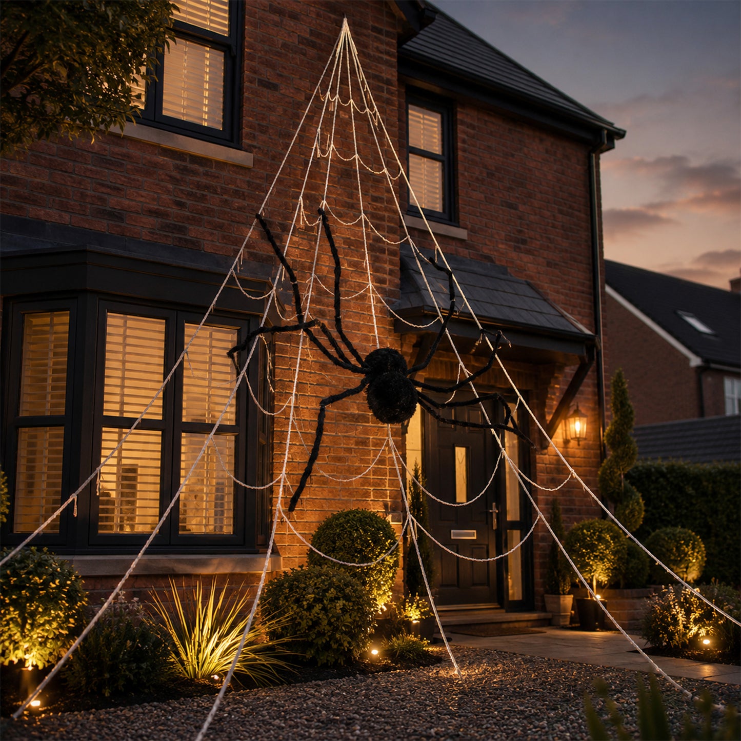 5m Outdoor Mega Spider Web with Black Spider Halloween Decoration