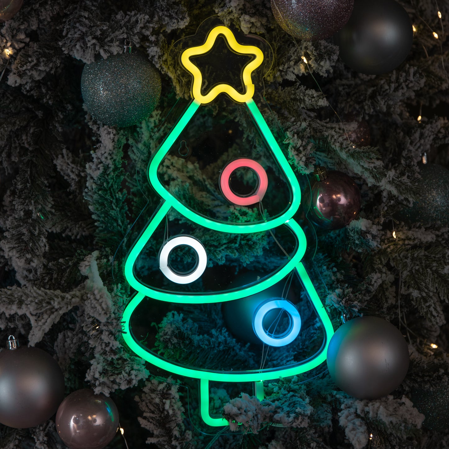 40cm USB Powered Light up Christmas Bauble Tree Neon Sign in Multi-Coloured