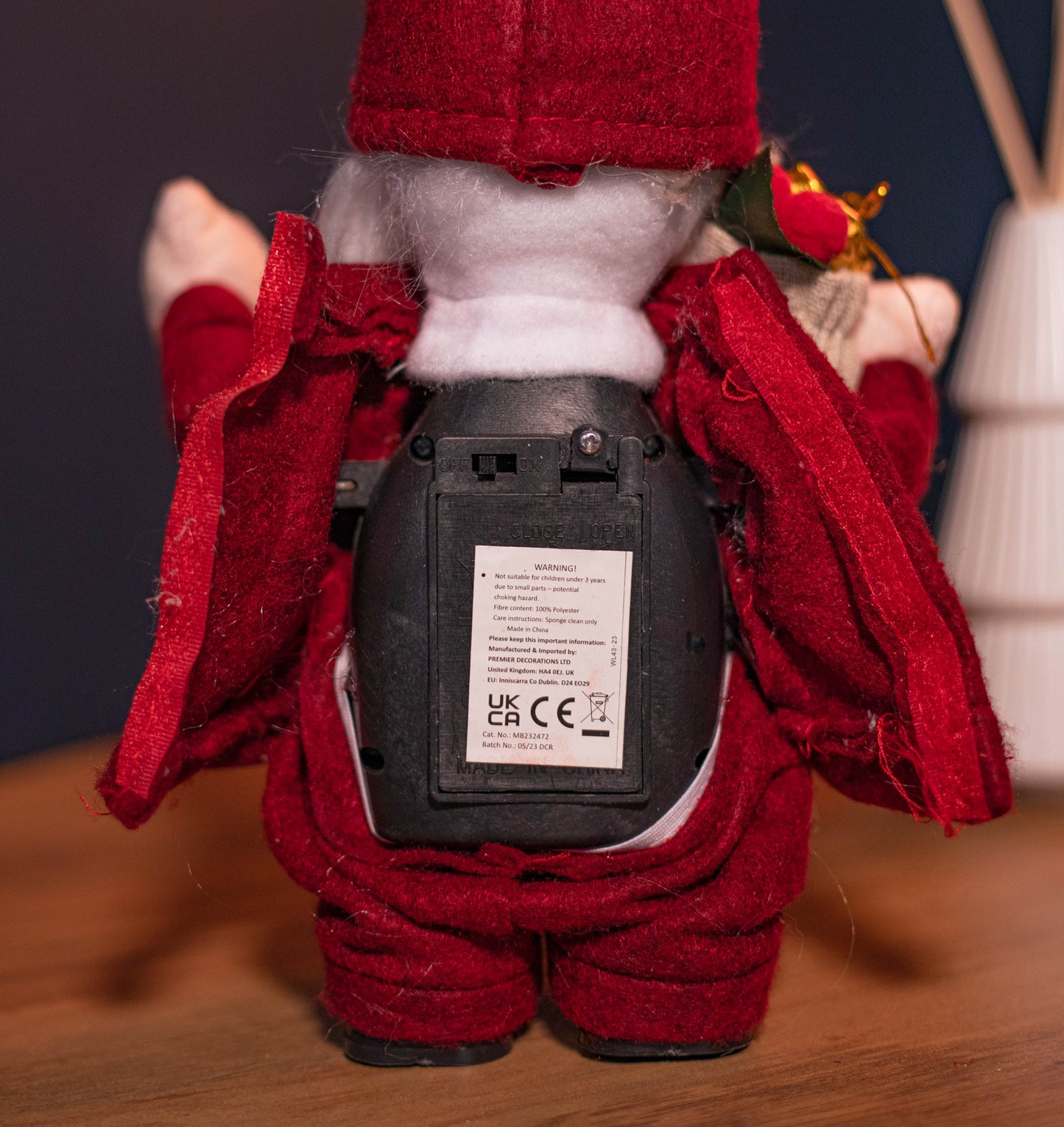 28cm Battery Operated Musical Walking Christmas Gonk Decoration in Red