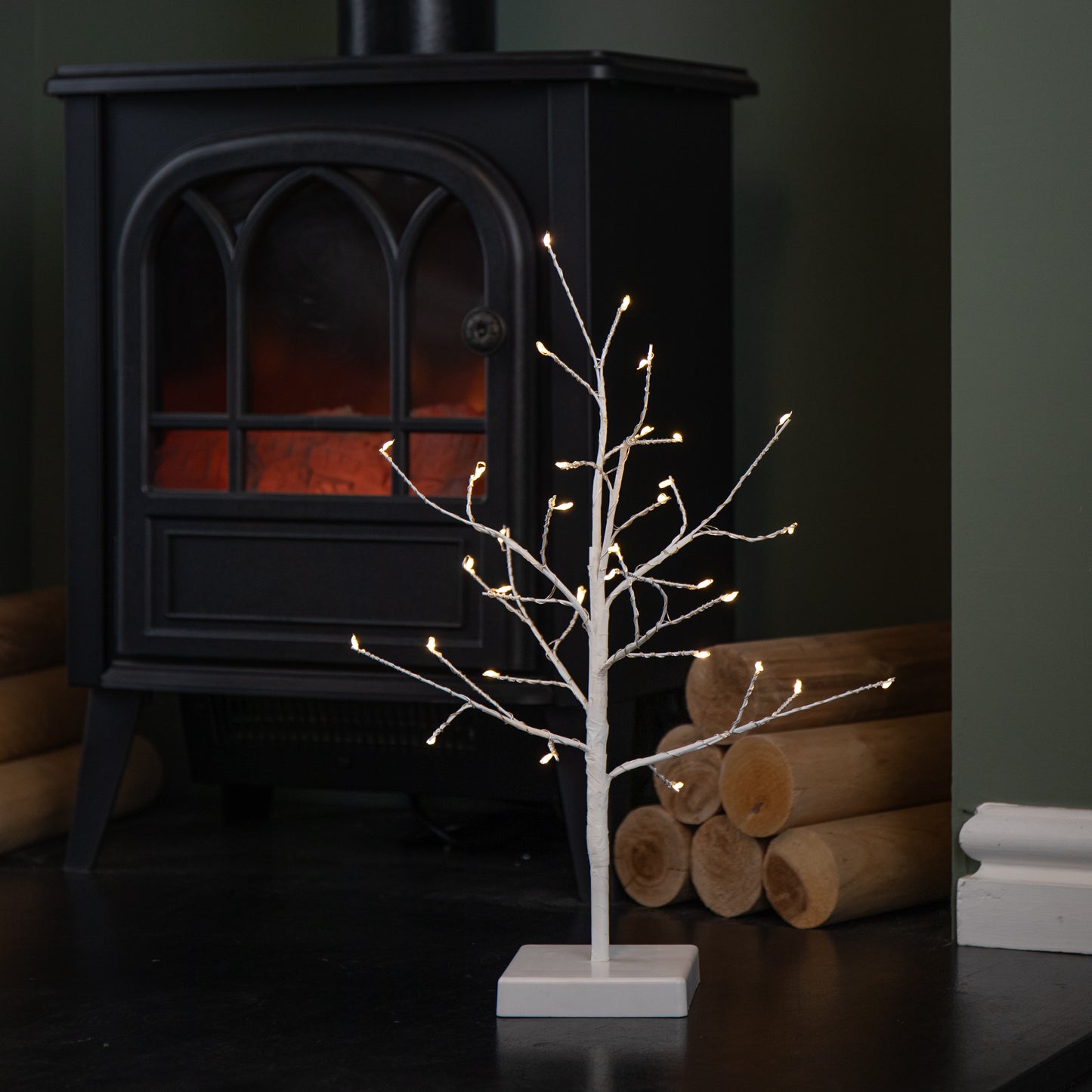 40cm Battery Operated Christmas Twig Tree with 32 Warm White & Multi-Coloured LEDs