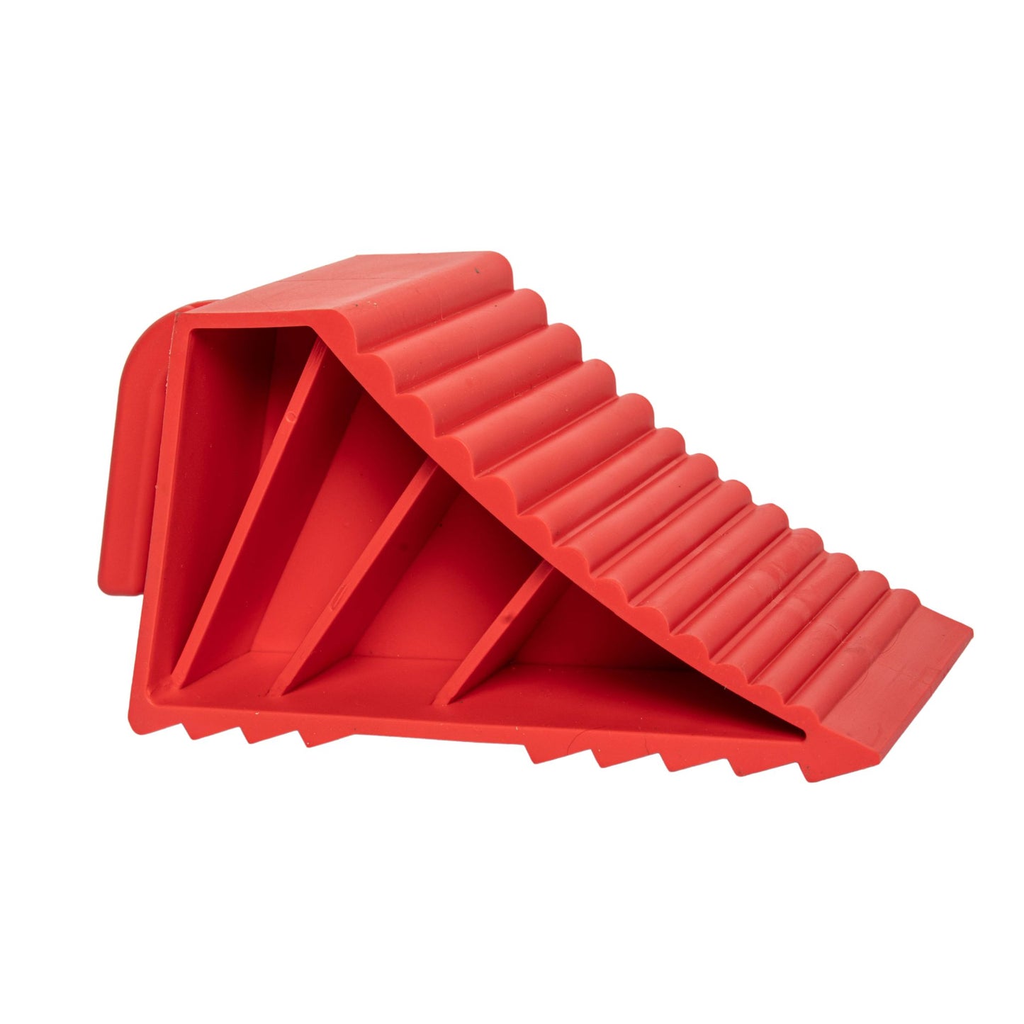 8.5cm x 23cm Set of 2 Heavy Duty Ridged Vehicle Wheel Chocks with Handles in Red