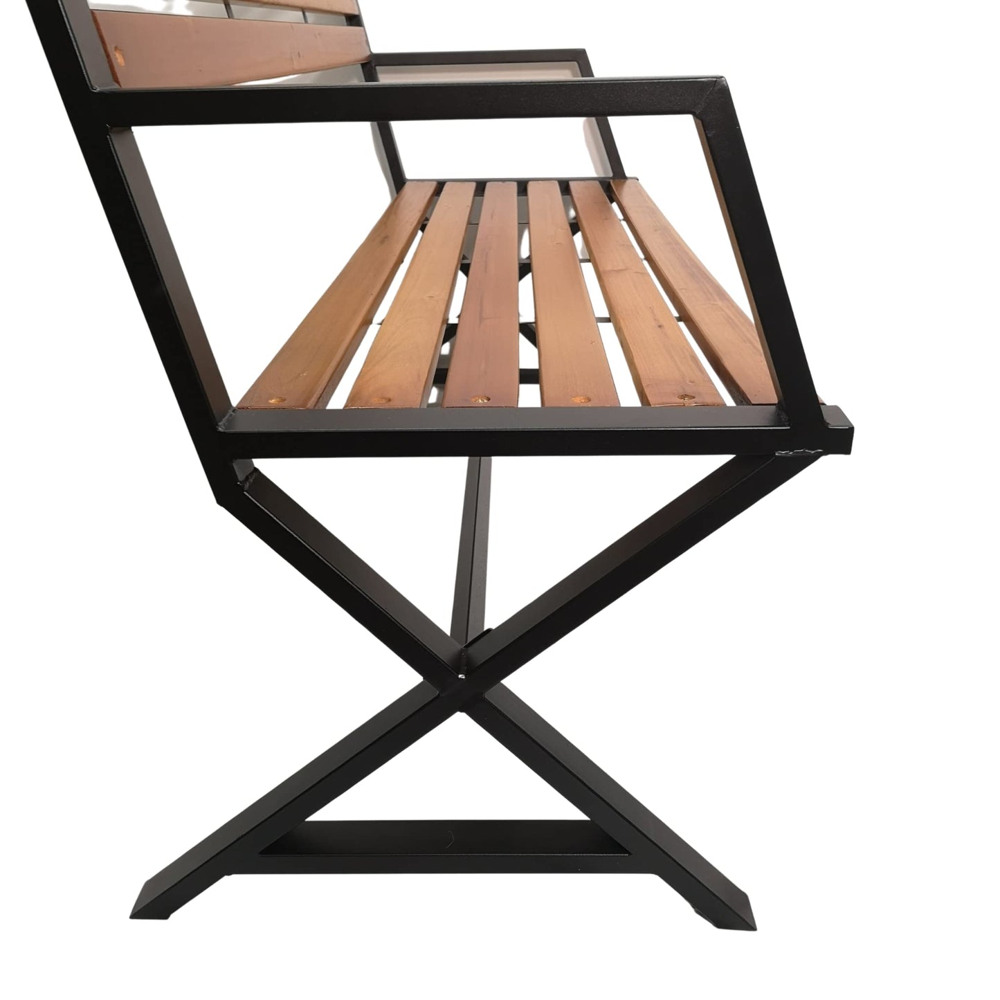 Factory Seconds: Kendal 2 Person Outdoor Modern Cross Design Metal Wooden Garden Patio Bench
