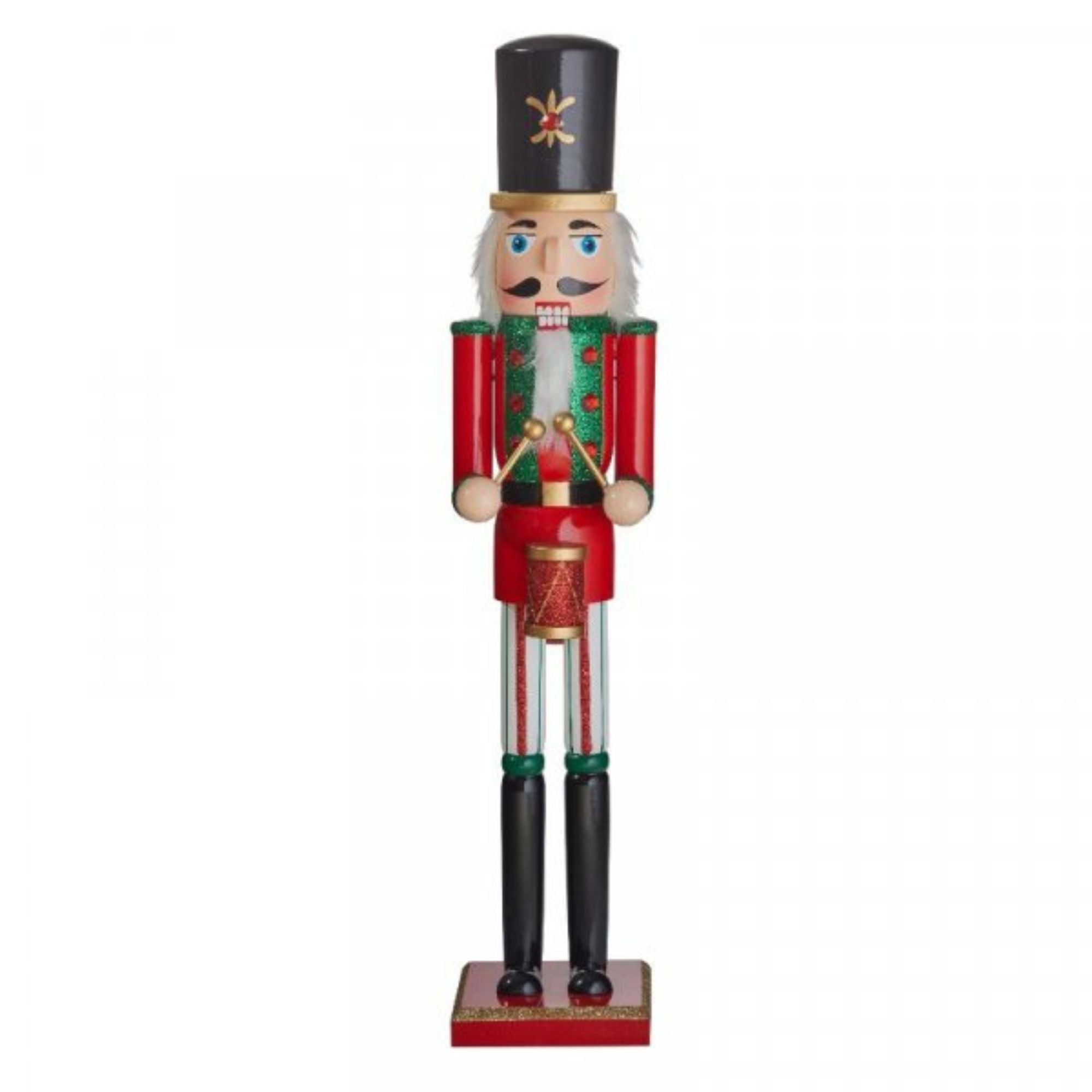 50cm Indoor Traditional Wooden Christmas Nutcracker Decoration in Red & Green