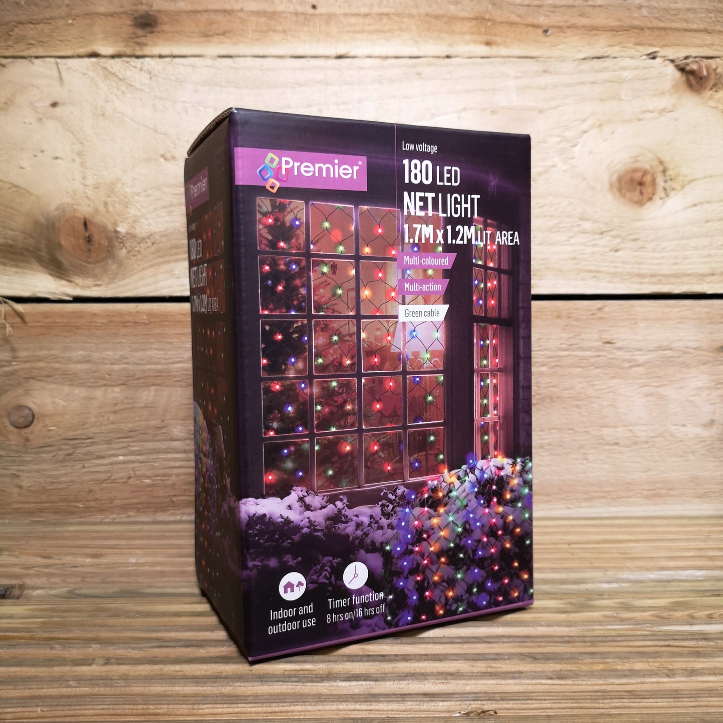 1.7m x 1.2m 180 LED Premier Indoor Outdoor Multifunction Christmas Net Light with Timer in Multicoloured