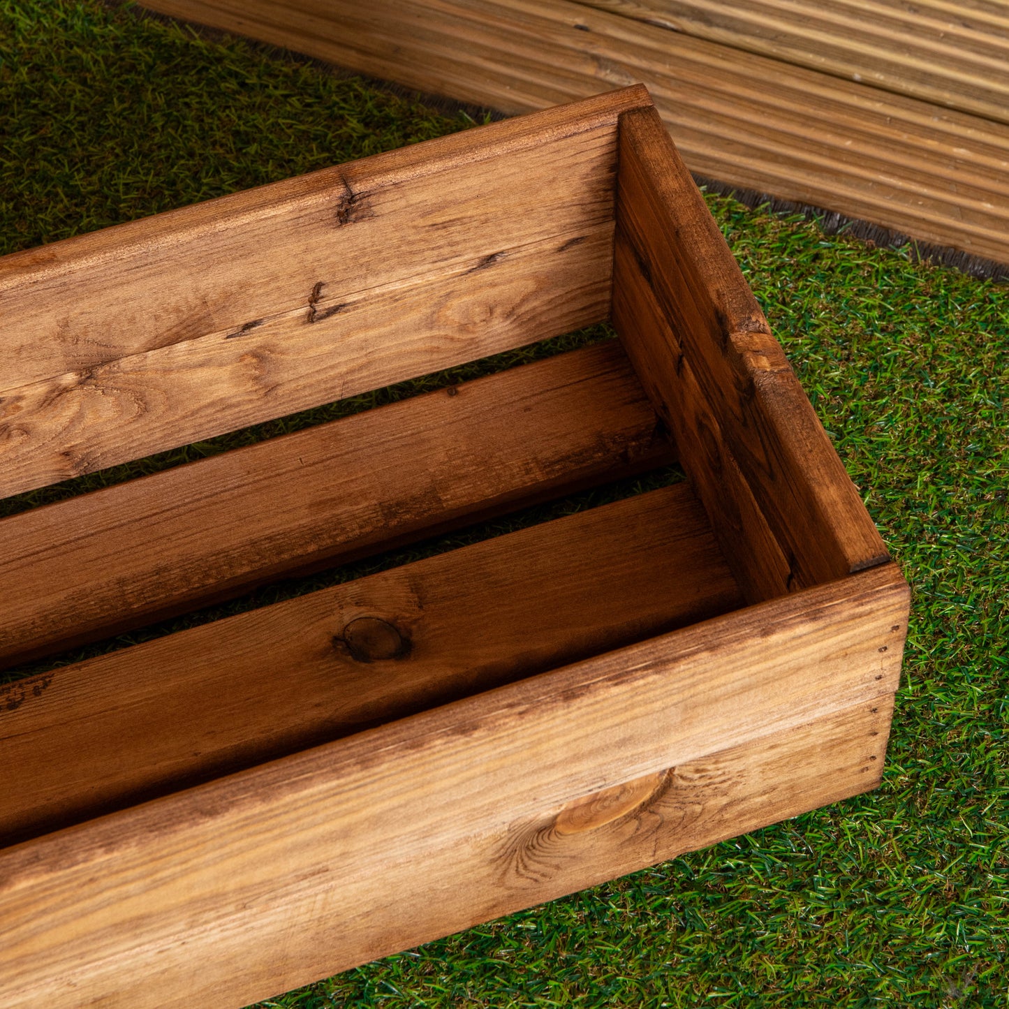 Hand Made 102cm x 28cm x 14cm Rustic Wooden Garden Window Trough Flower Planter