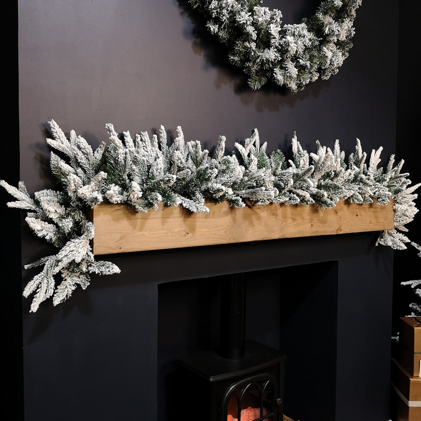 1.8m Snow Flocked Lapland Christmas Garland with 150 Tips