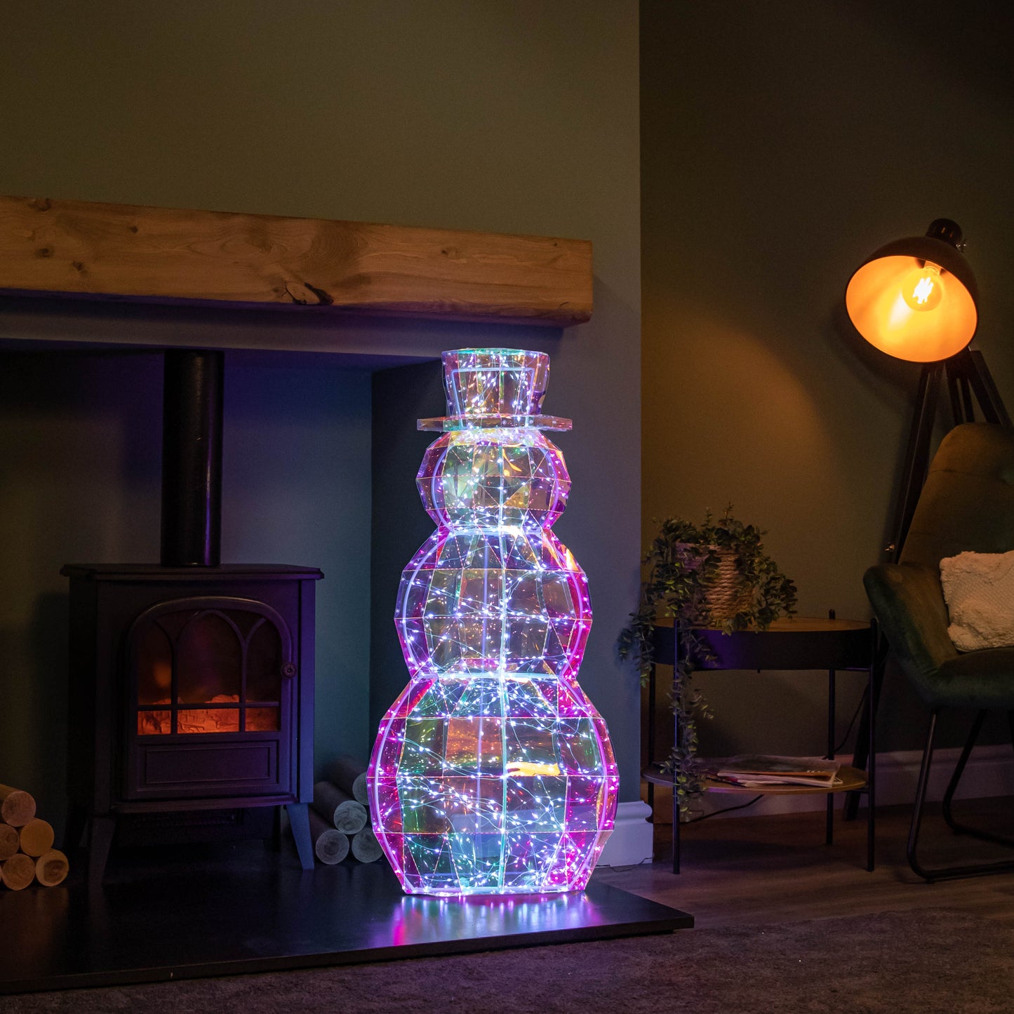 91cm DreamLights Iridescent Christmas Snowman with 400 White LEDs