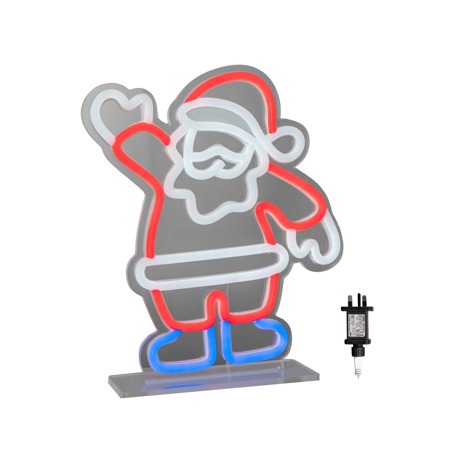 25cm Light up Waving Santa Christmas Table Top Neon Sign