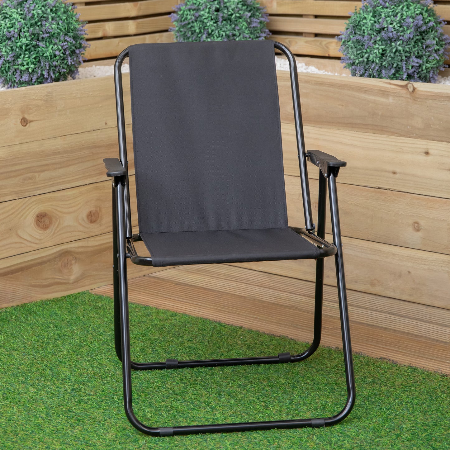 6 Pack Black Lightweight Foldable Canvas Chair with Plastic Armrests