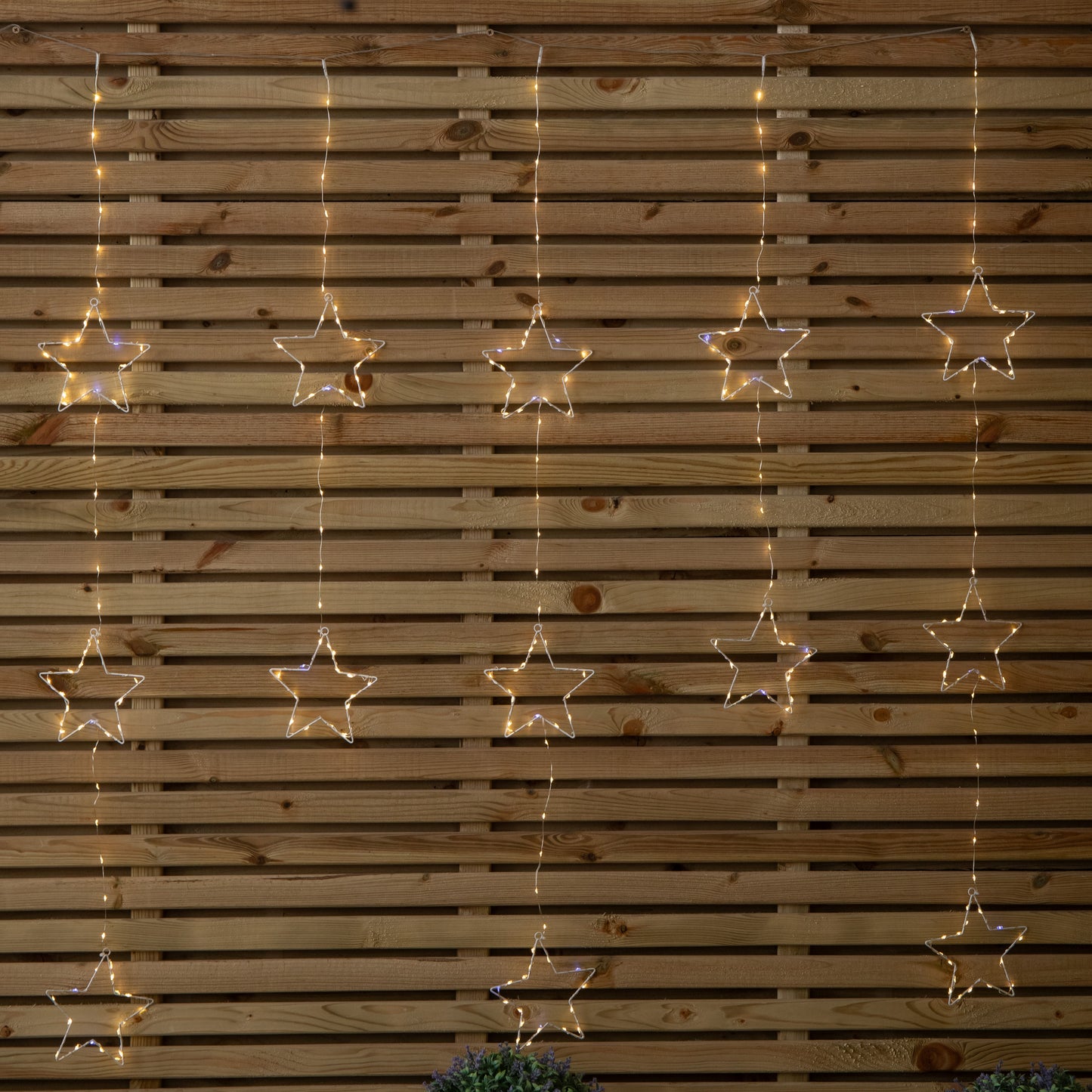 1.3m x 1.2m Light up Twinkling Star Christmas Curtain Light with White Mix LEDs