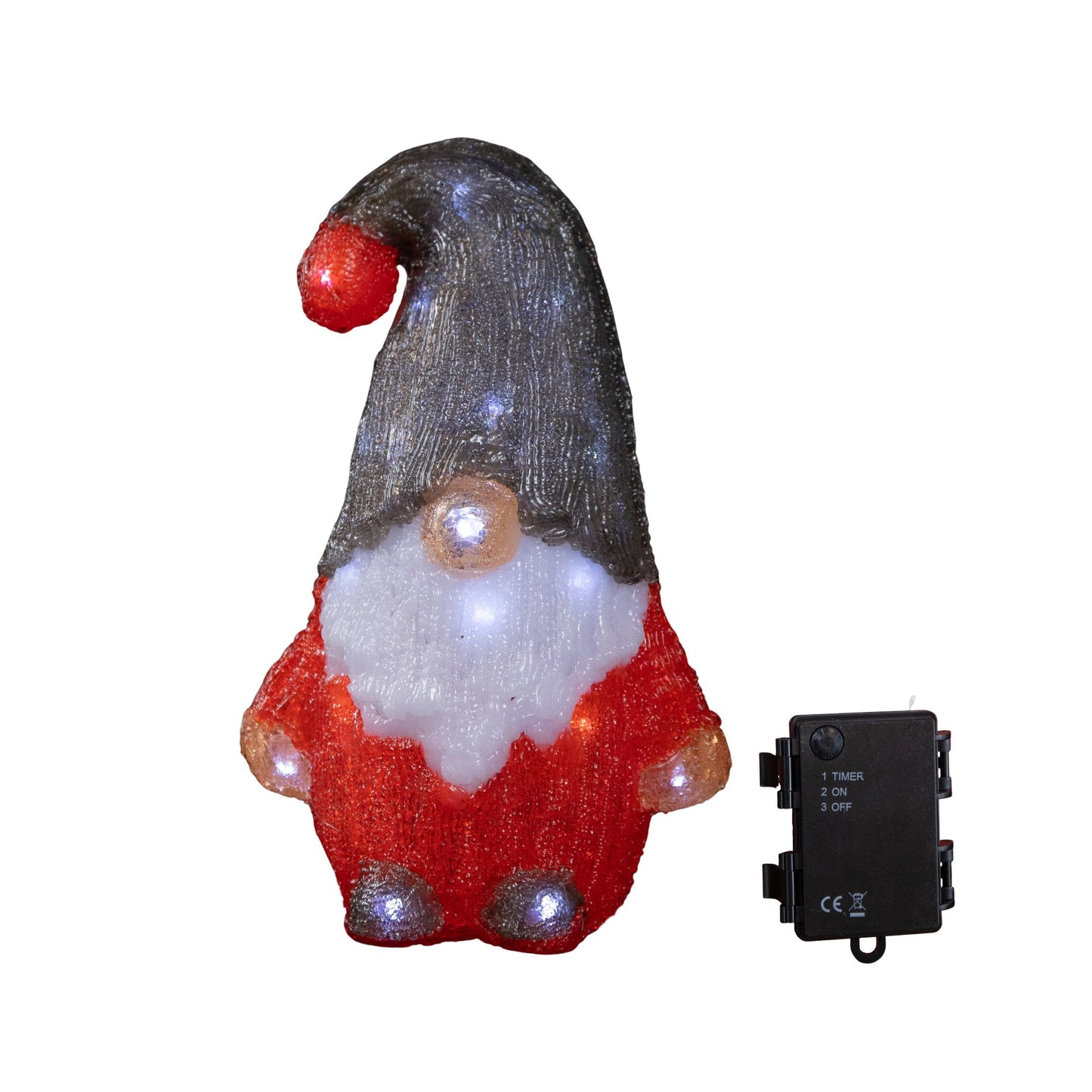 30cm Battery Operated Light up Christmas Gonk with Cool White LEDs