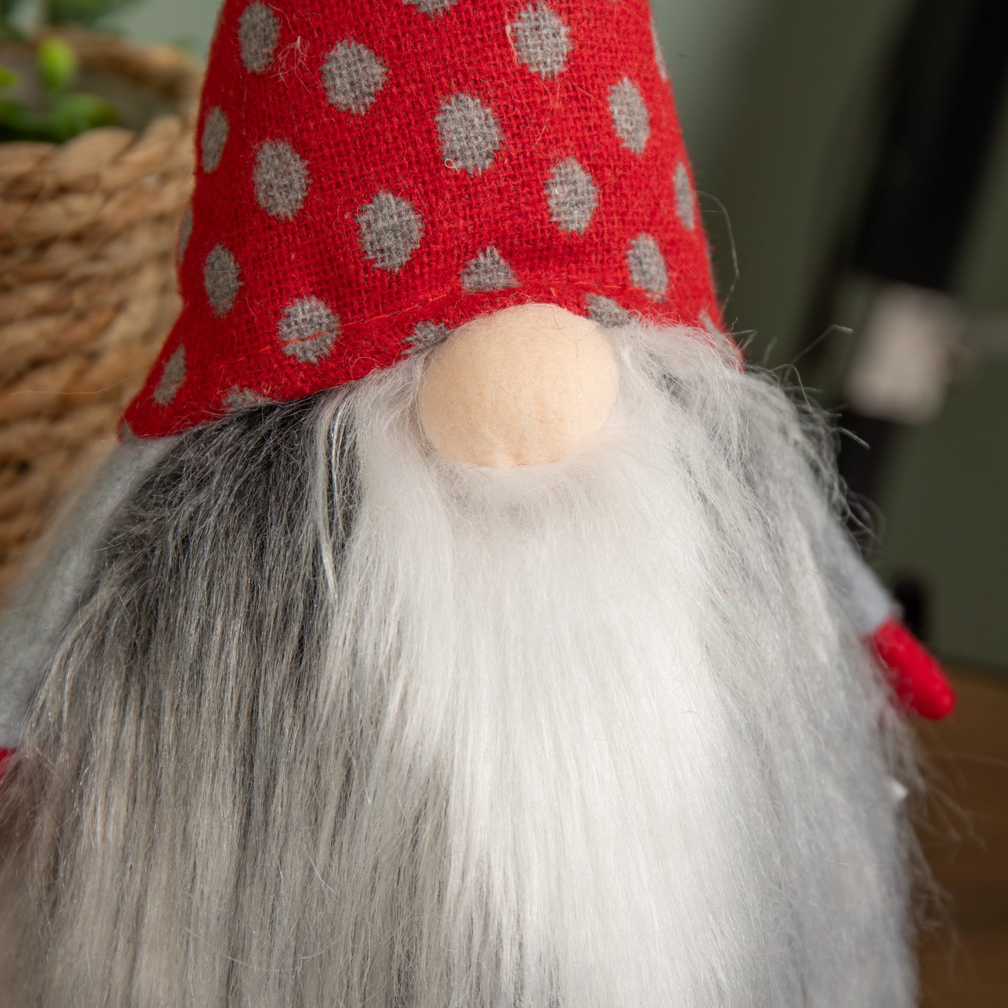 34cm Festive Gonk Cuddly Santa Indoor Christmas Plush Decoration in Polka Dot Hat