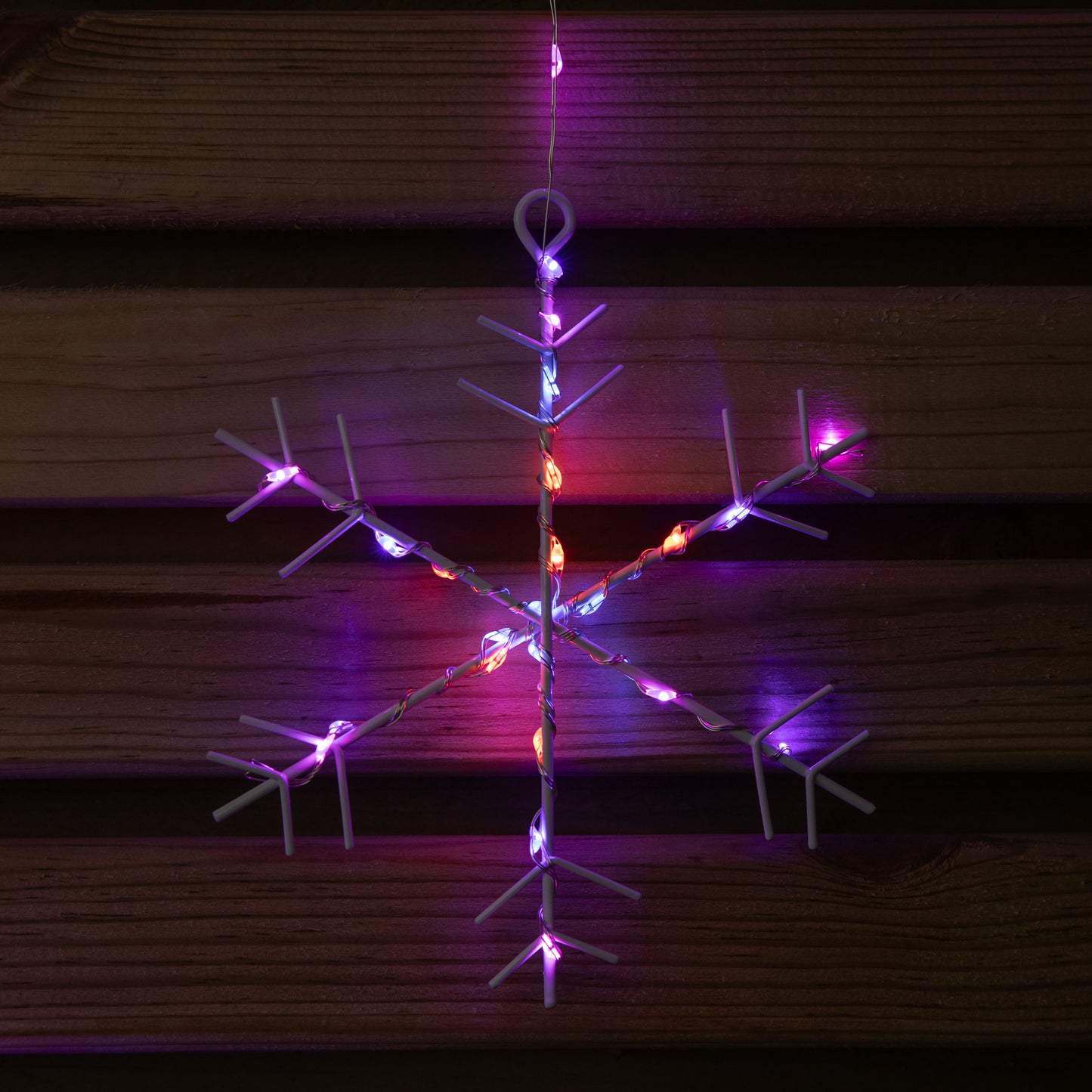 1.2m Premier Christmas Static Snowflake LED Silver Pin Wire V Curtain Lights in Rainbow