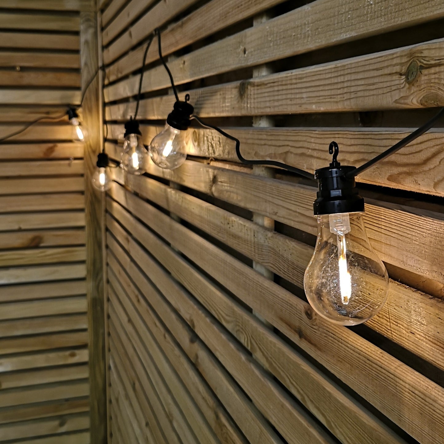 4.5m Set of 10 Connectable Festoon Bulb Lights in Warm White with Timer Function