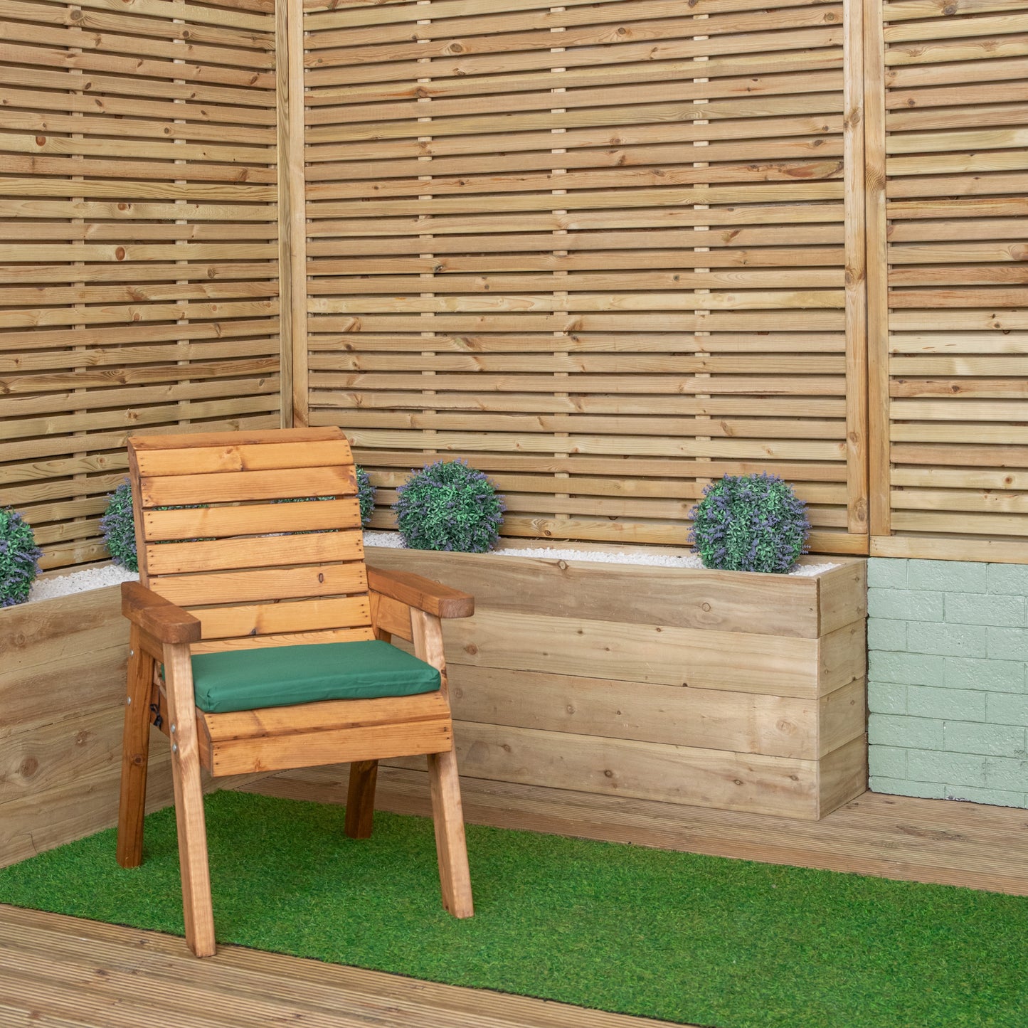 52 x 41cm Cushion Base for Single Wooden Garden Chair in Green