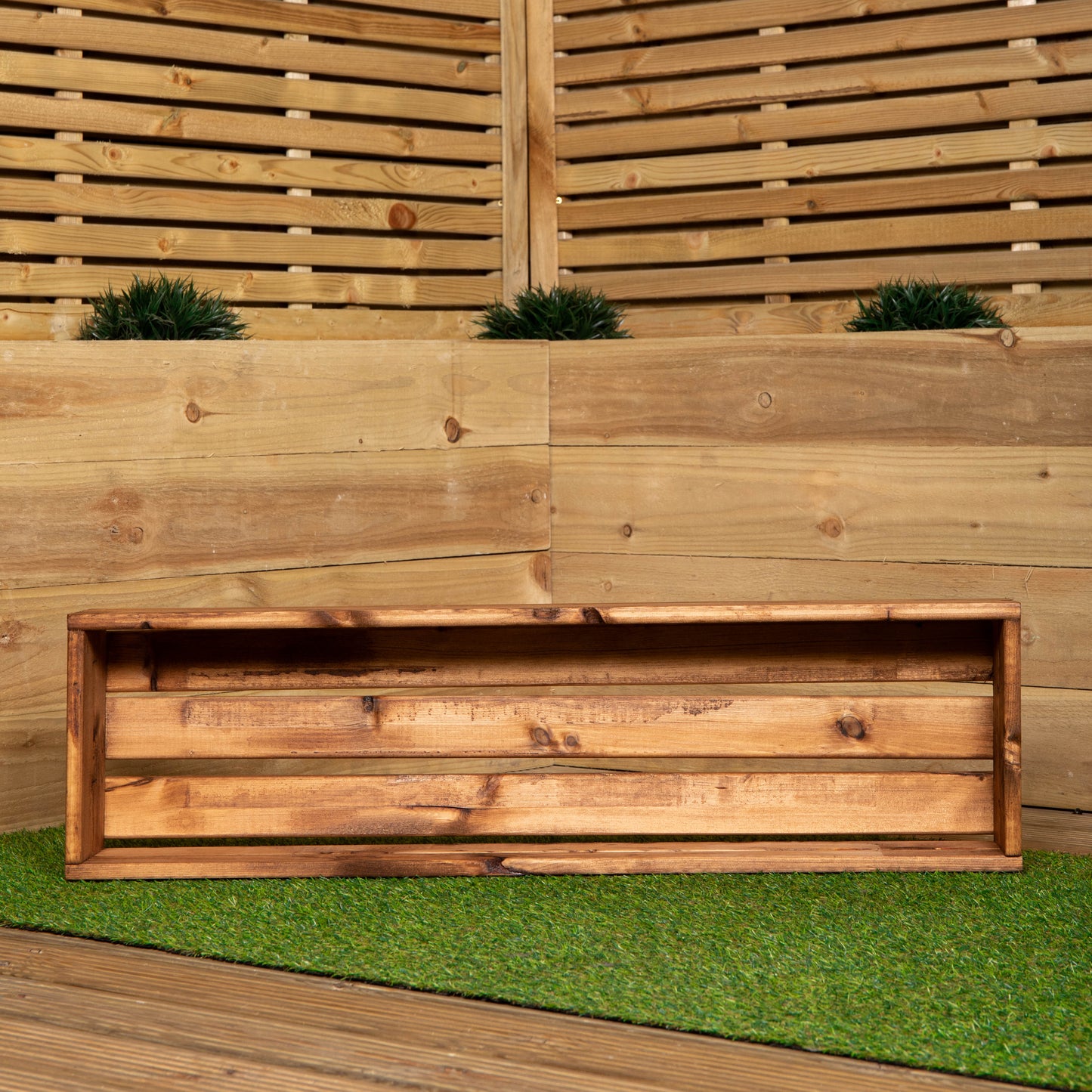 Hand Made 102cm x 28cm x 14cm Rustic Wooden Garden Window Trough Flower Planter