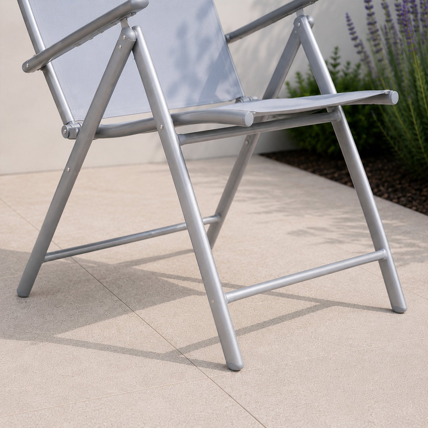 Outdoor Garden Patio Multi Position Reclining Folding Chair in Grey