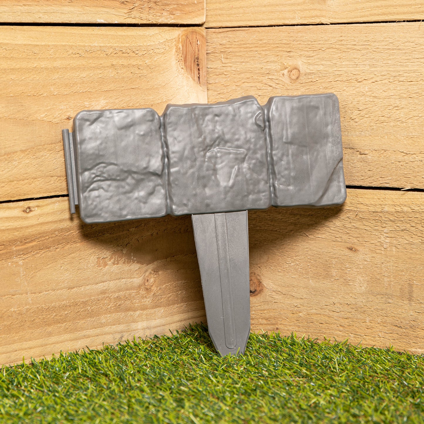 23cm 10 Piece Grey Cobble Stone Effect Garden Edging Boarder