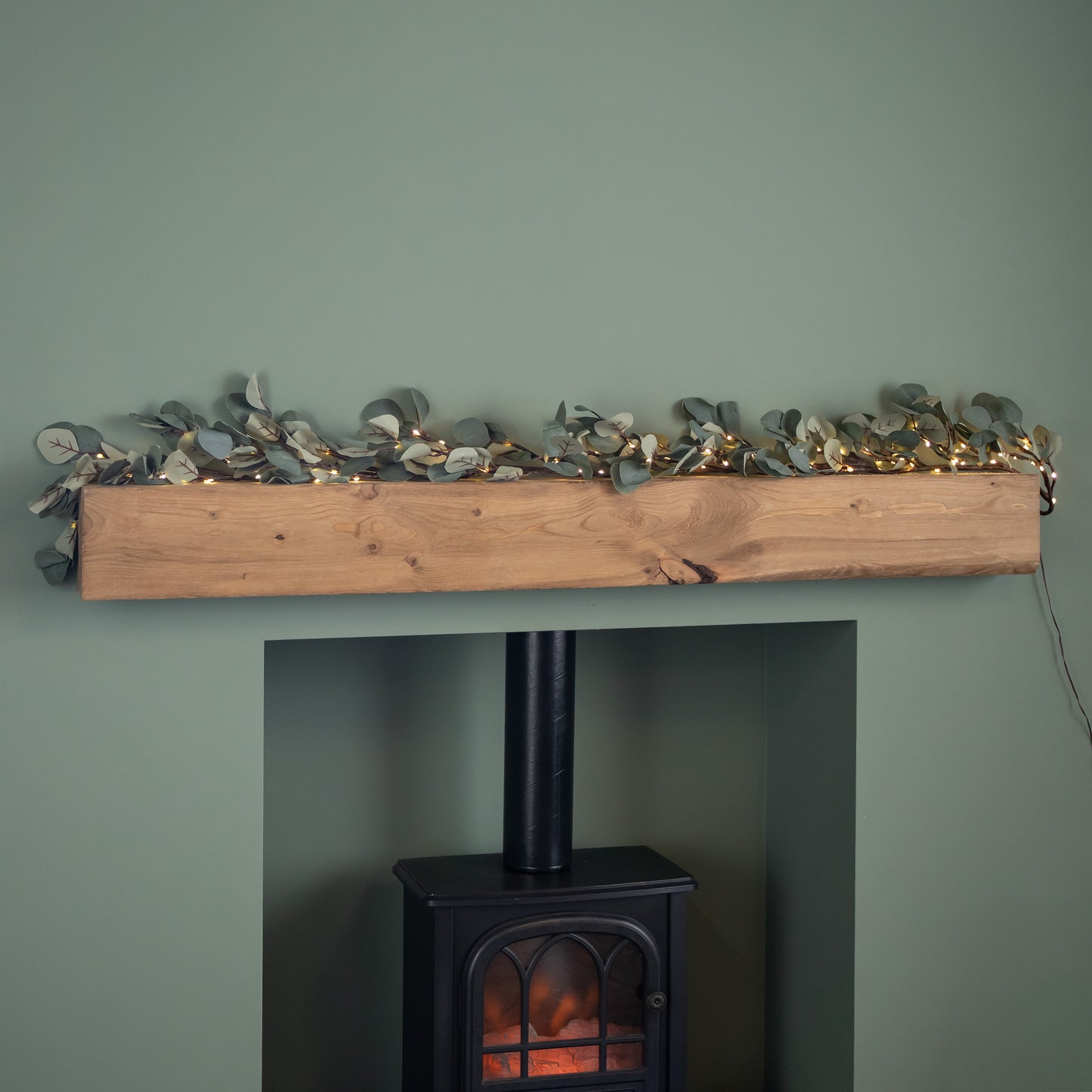 1.8m Eucalyptus Christmas Garland with 130 Warm White LEDs