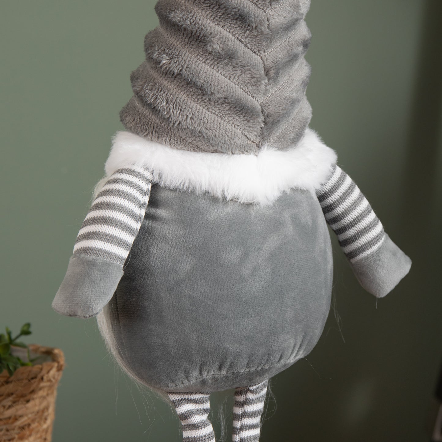 53cm Standing Plush Christmas Gonk with Grooved Hat in Grey