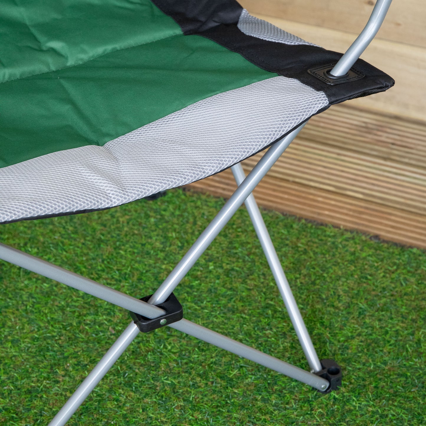 Luxury Padded High Back Outdoor Folding Chair with Cupholder in Green