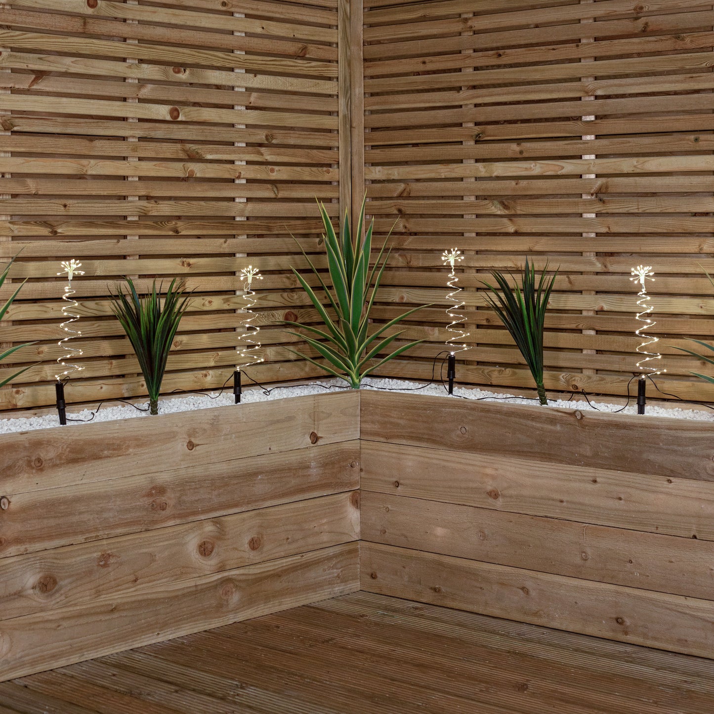 30cm Set of 4 Light up Silver Christmas Tree Garden Path Lights with 200 Warm White LEDs