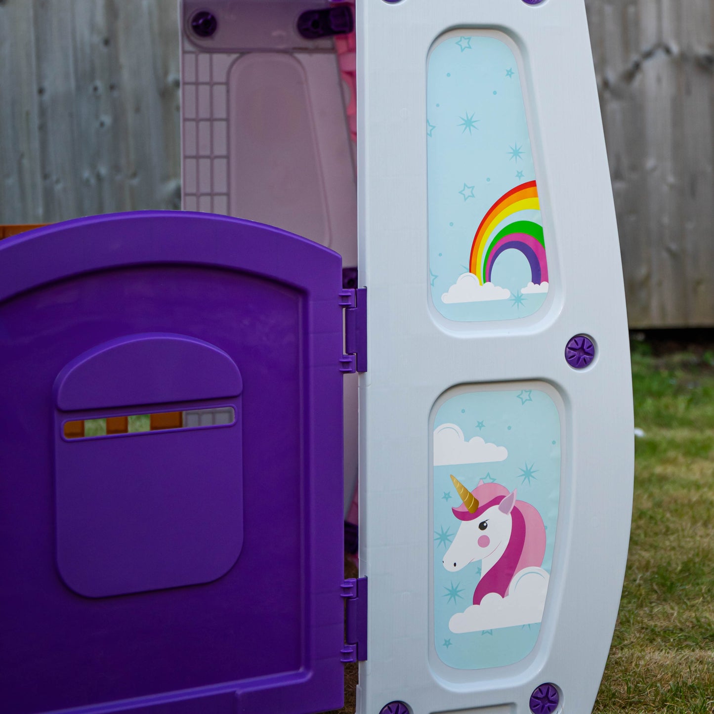 1.09m Purple Kids Indoor Outdoor Plastic Wendy House Unicorn Magical Playhouse