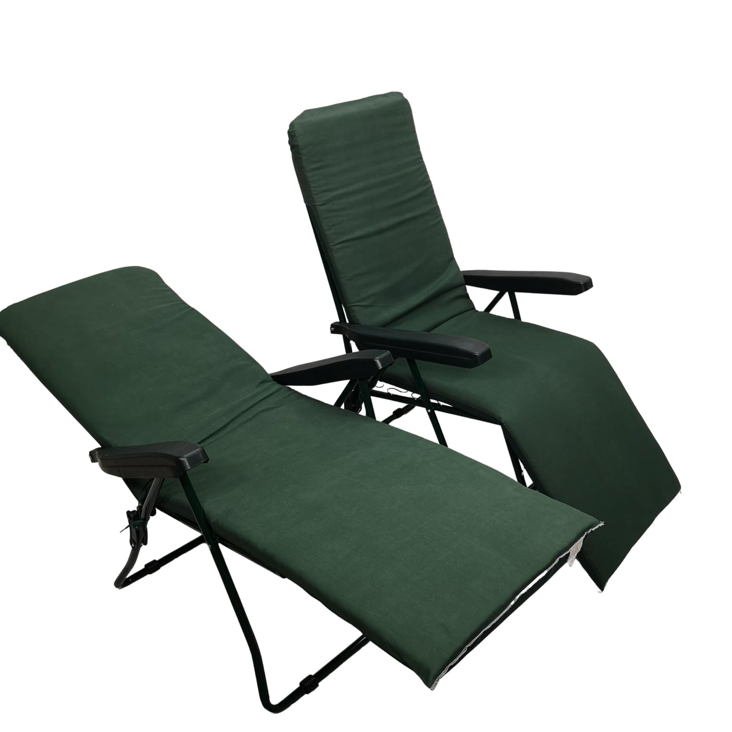 Factory Seconds: Set of 2 Padded Outdoor Garden Patio Recliner / Sun Lounger in Plain Green
