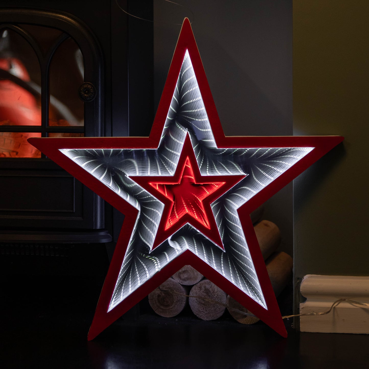 47cm Light up Star Infinity Christmas Decoration with Red and White LEDs