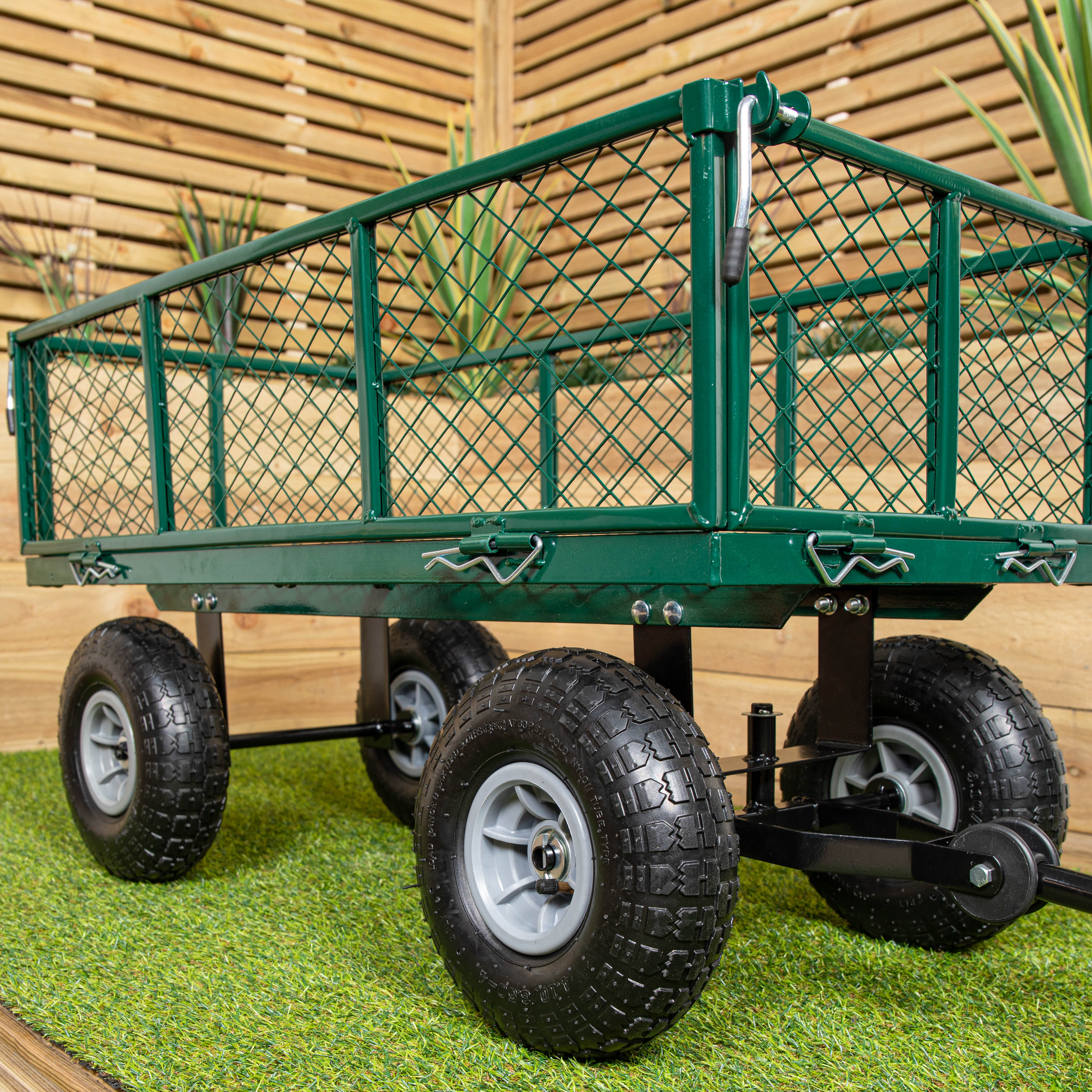 Heavy Duty Green Metal Garden Festival Cart Truck Trolley Wheelbarrow