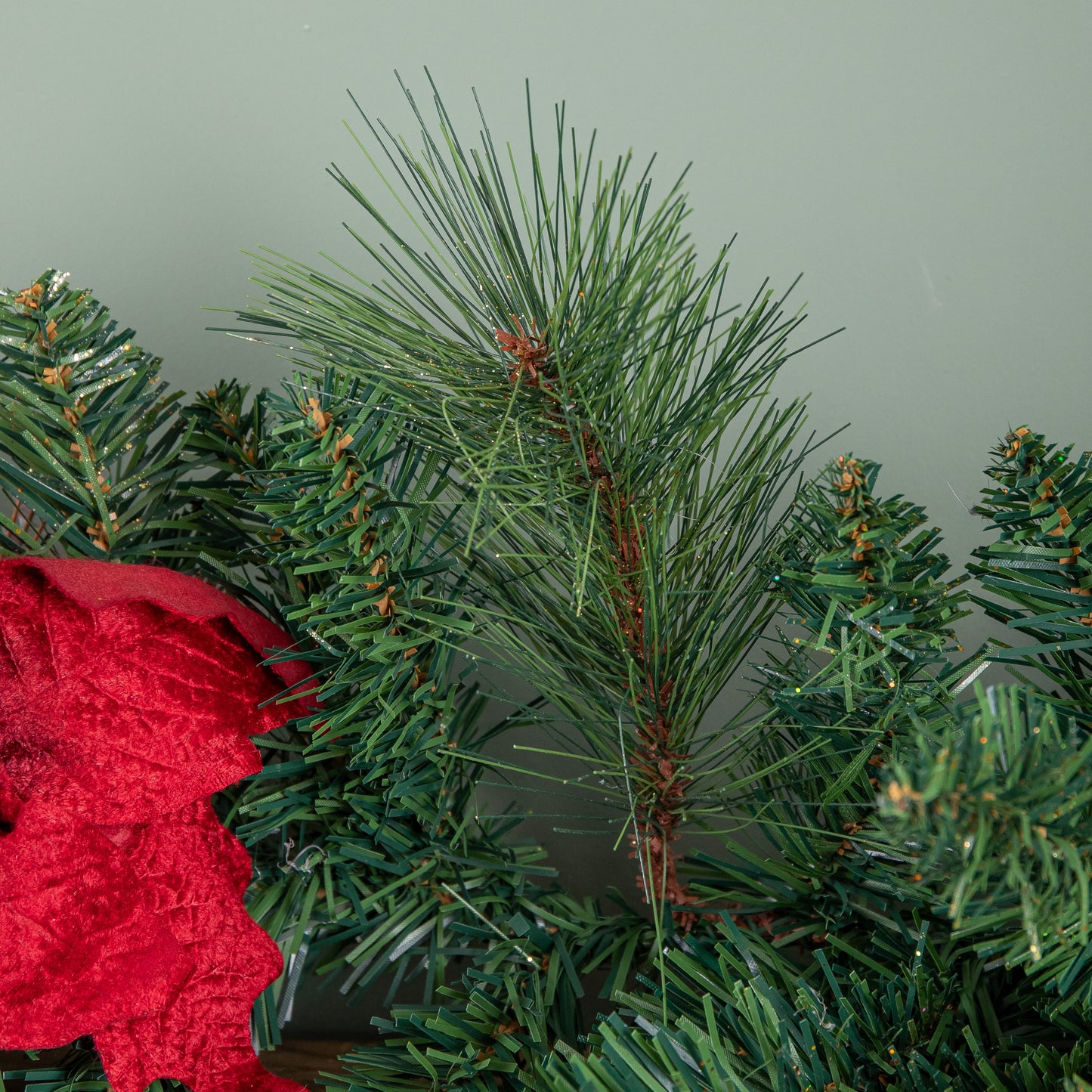 1.8m (6ft) Deluxe Christmas Garland with Red and Gold Poinsettias