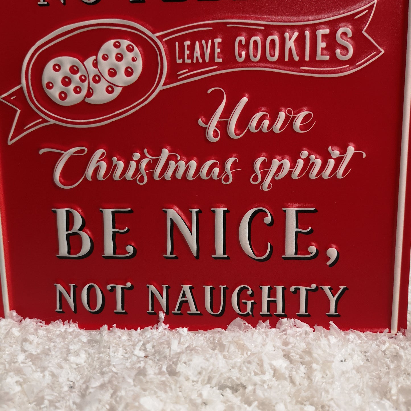 68cm Indoor Outdoor Red Metal Santa's Rules Sign Hanging Christmas Decoration