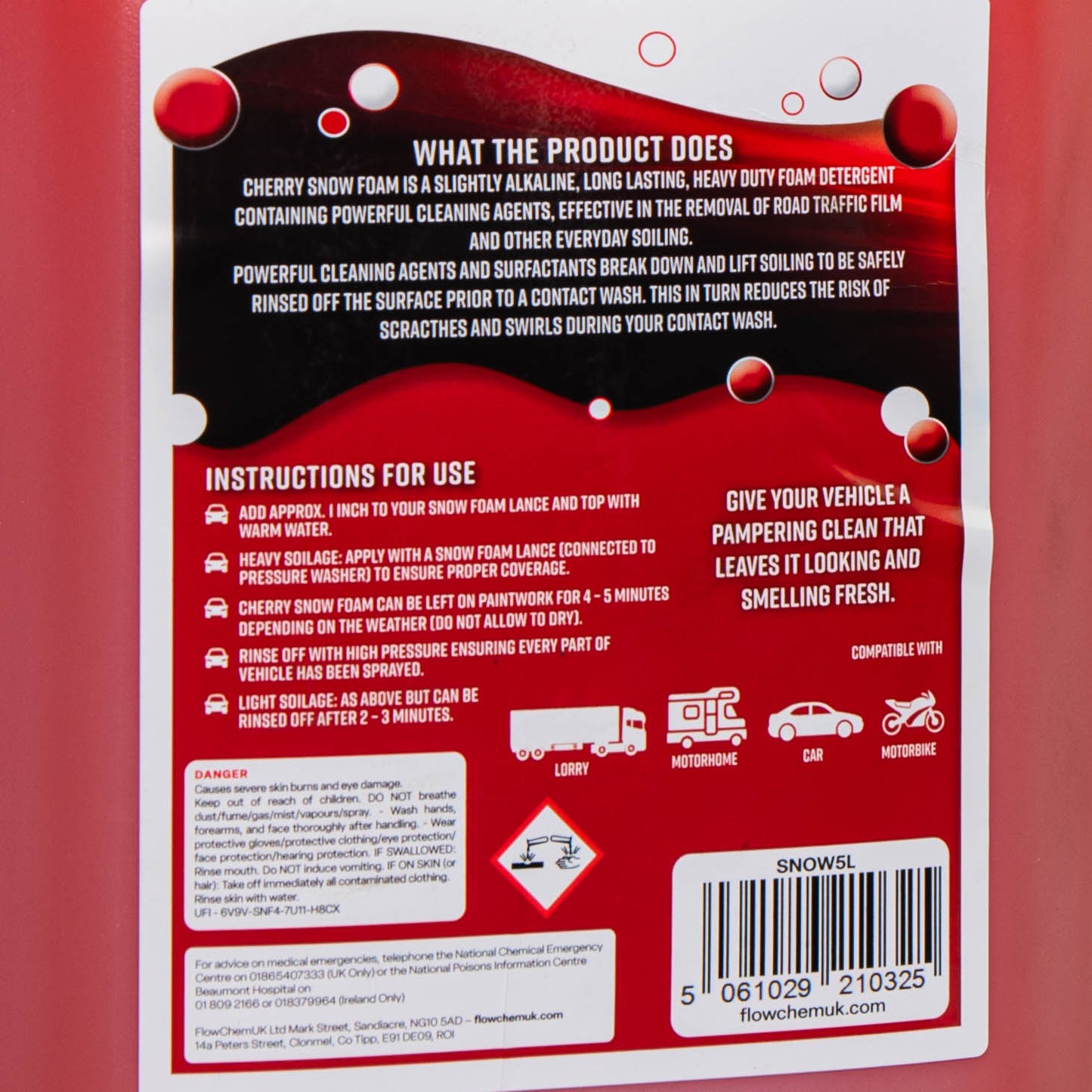 5 Litres Cherry Snow Foam Car Shampoo for All Vehicles