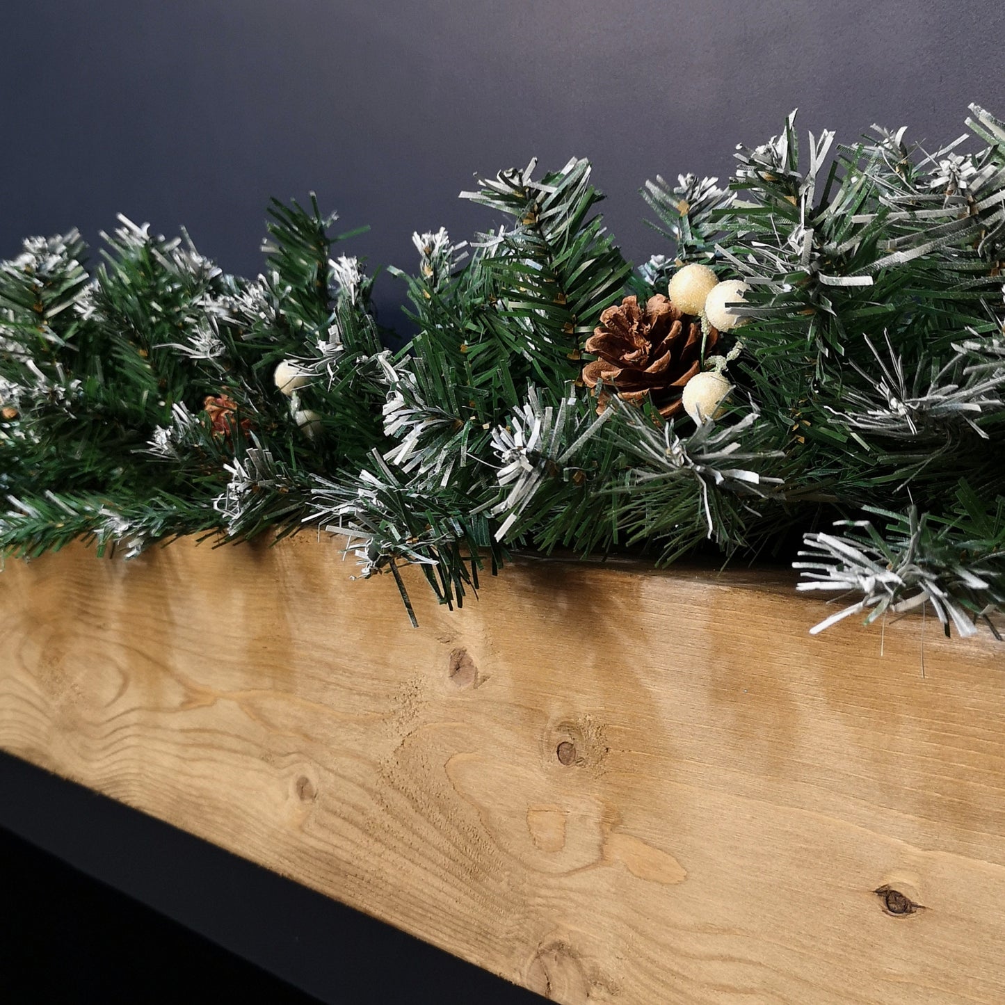 Premier 270cm (9ft) Christmas Garland Decoration Snow Tips White Berries & Cones