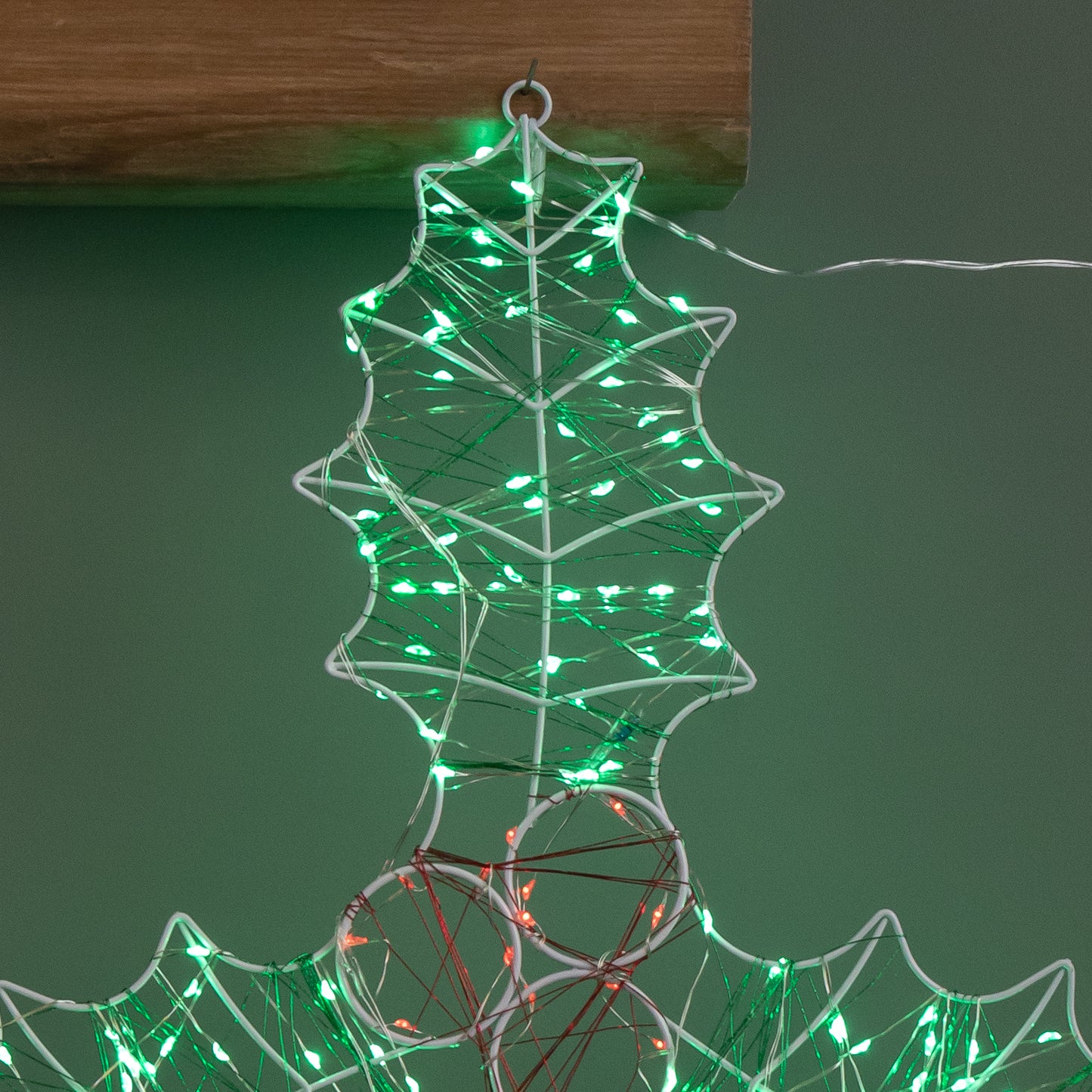 42cm x 44cm Light up Christmas Holly and Berries Dewdrop Silhouette with Twinkling LEDs