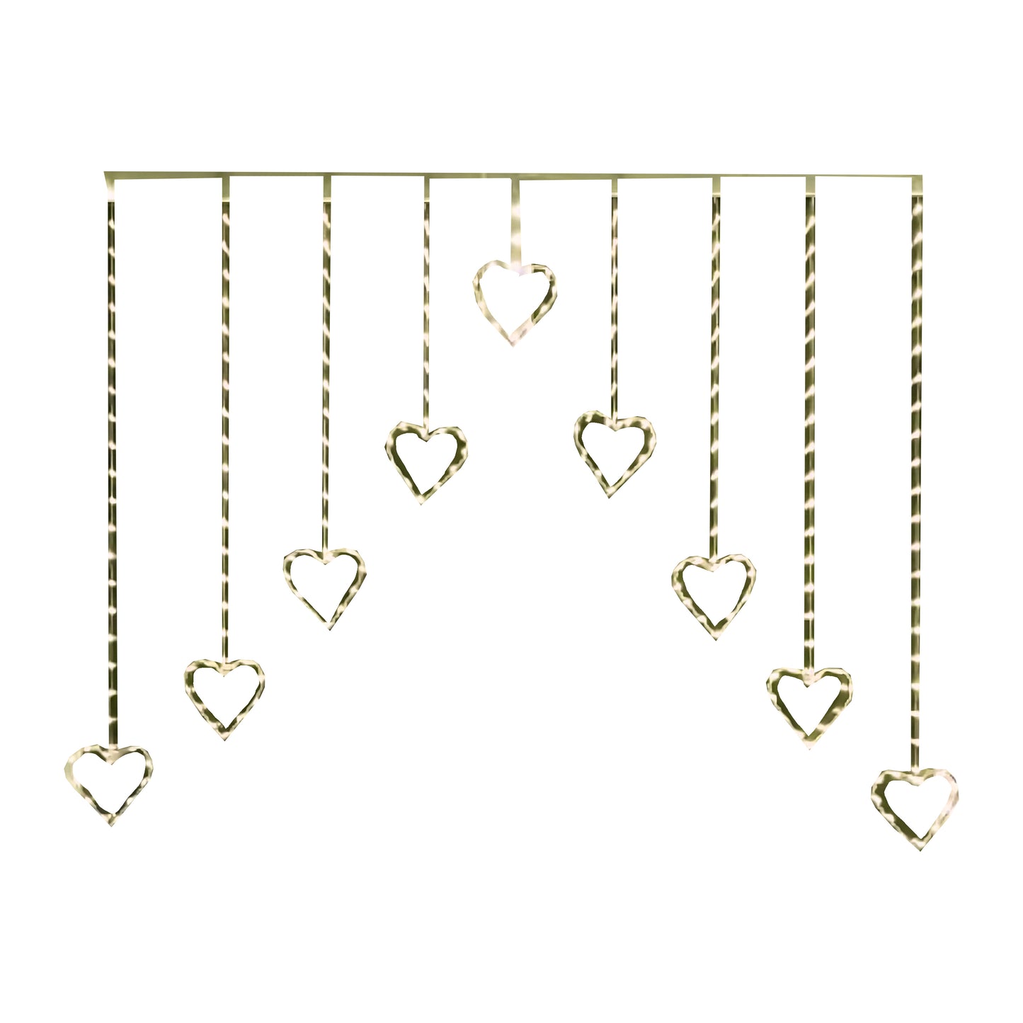 1.2 x 1.2m Light up Christmas Heart Curtain Lights with 229 Warm White LEDs