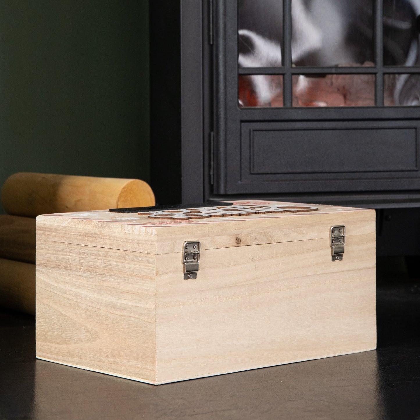 30cm Christmas Eve Wooden Gift Box with Personalisable Name Plate