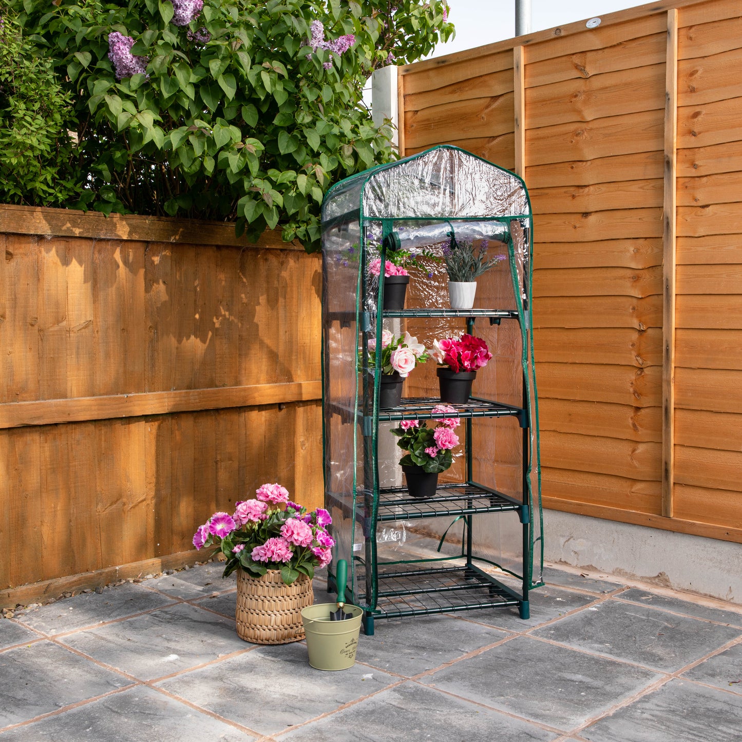 1.3m x 0.5m 4 Tier Greenhouse with Steel Frame and Removable PVC Cover