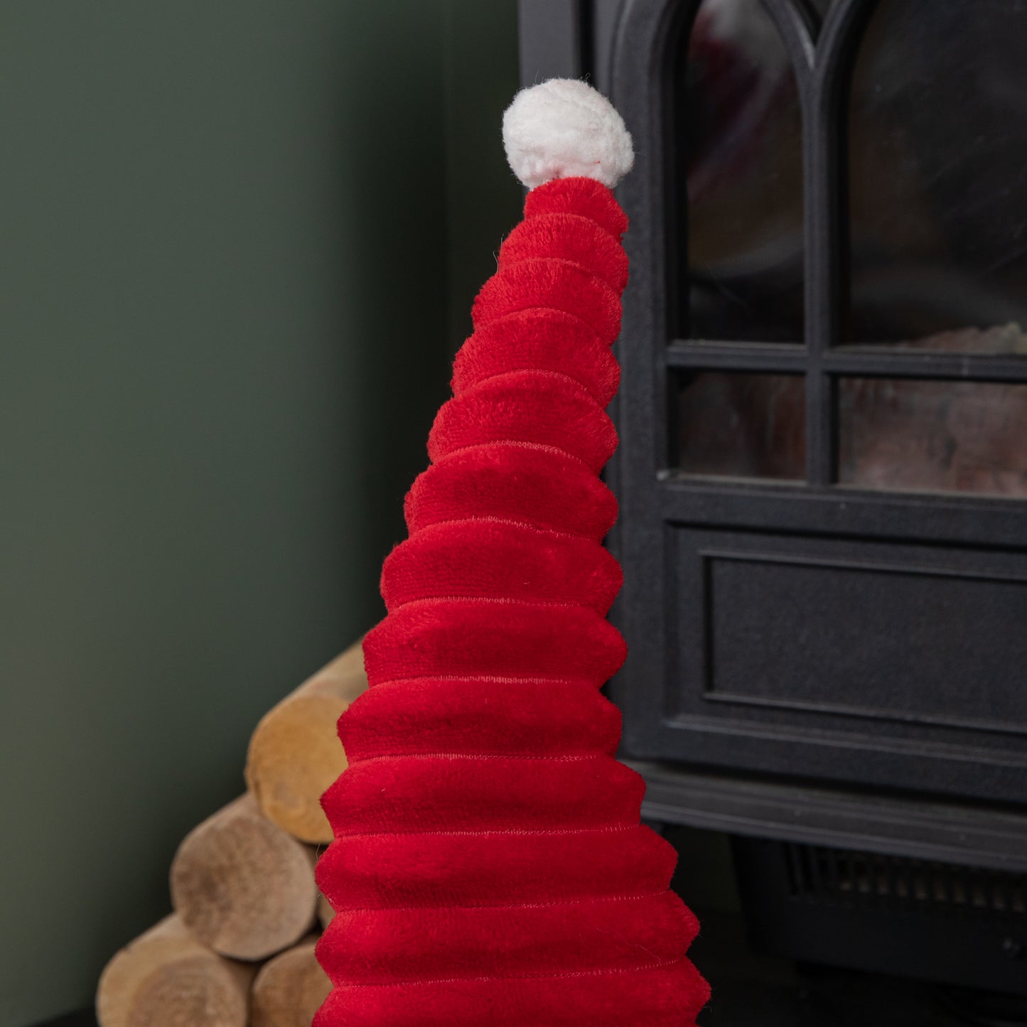 40cm Sitting Plush Christmas Gonk with Grooved Hat in Red