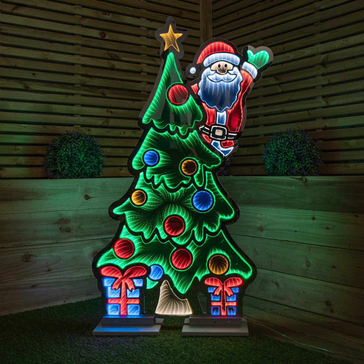 1.2m Light up Christmas Tree with Santa Infinity Decoration with Multi-Coloured LEDs