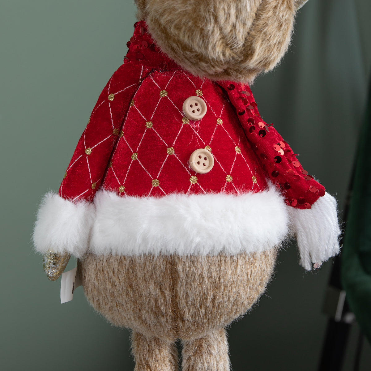 58cm Standing Plush Golden Blitzen Christmas Reindeer Decoration