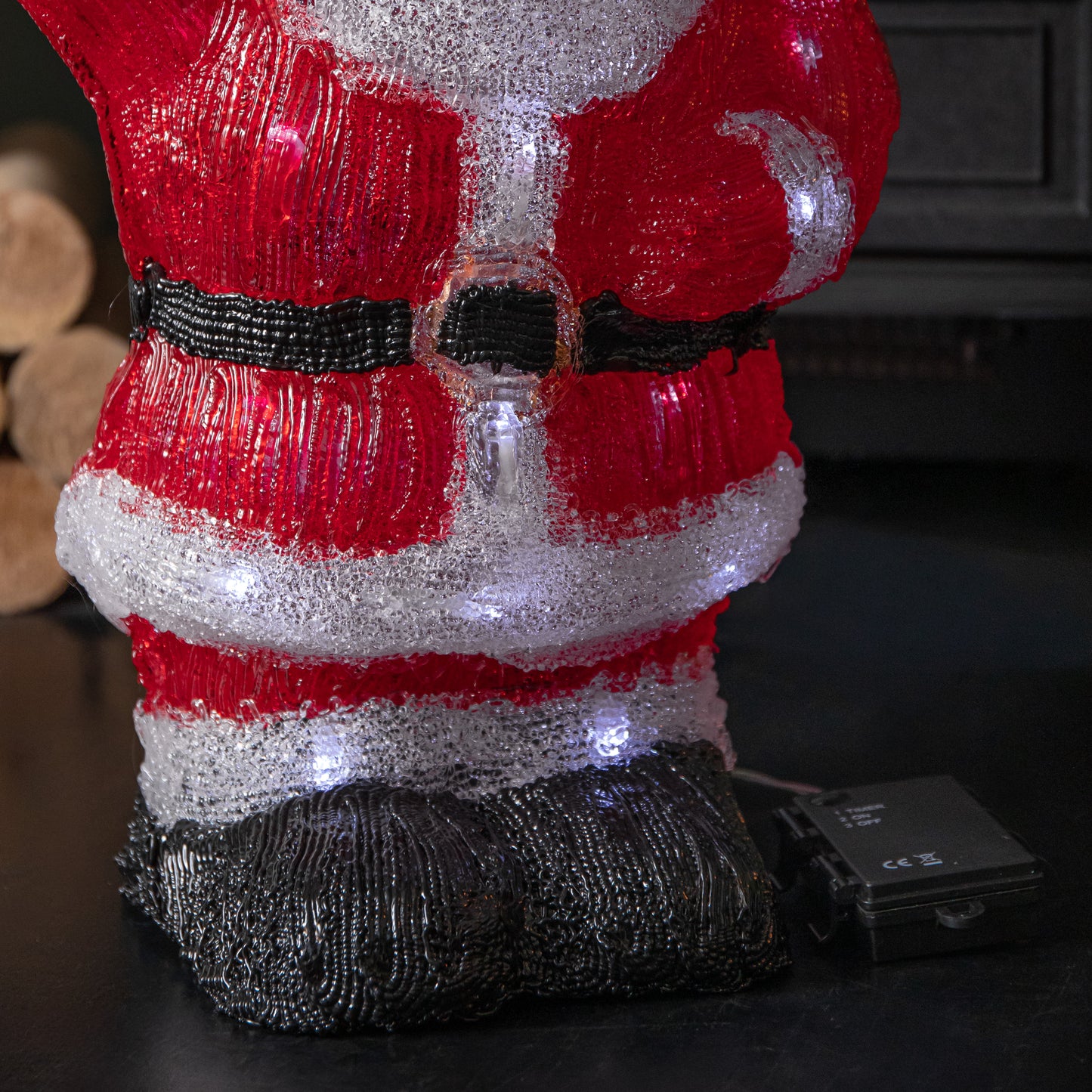 44cm Battery Operated Light up Acrylic Christmas Santa Decoration with LEDs