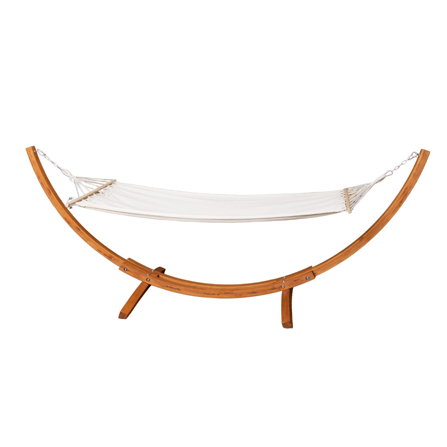 3.10m x 1.2m Palermo Freestanding Garden Hammock with Larch Wood Arc Stand in Cream
