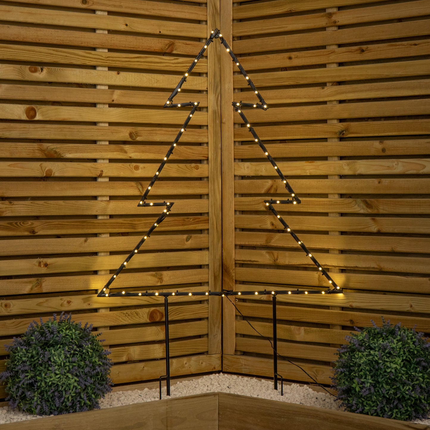 73cm x 80cm Light up Dewdrop Metal Christmas Tree with Garden Stake & Warm White LEDs