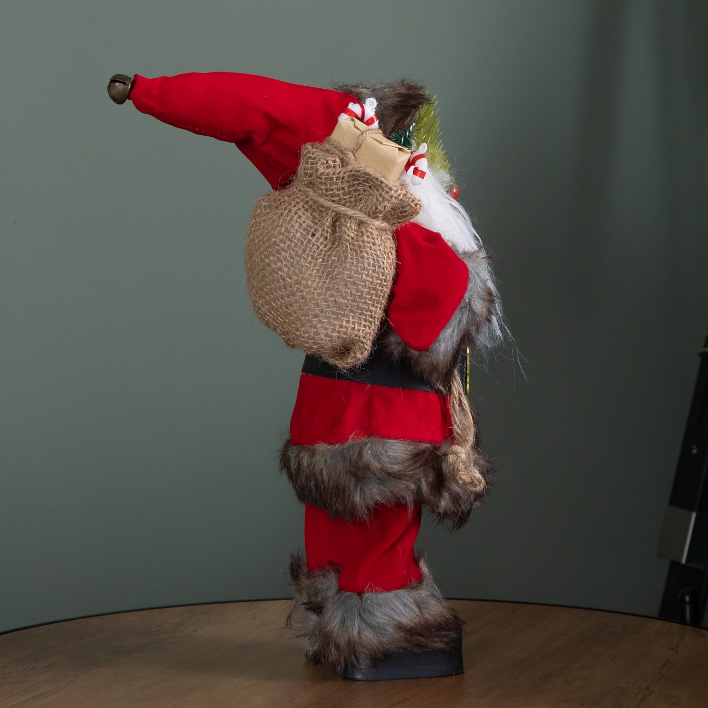 30cm Standing Traditional Santa Claus Christmas Decoration with Gift Sack