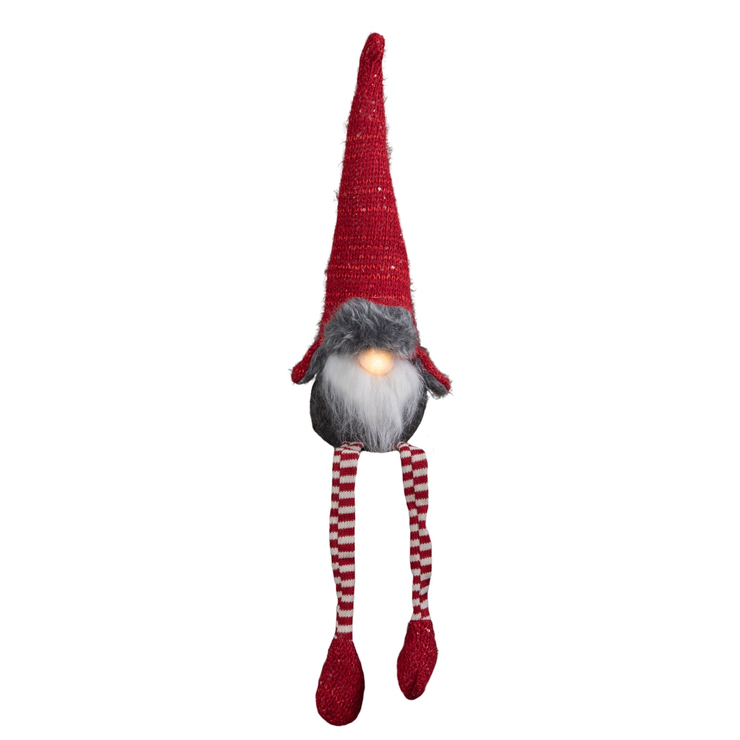 72cm Lit Plush Christmas Gonk with Dangly Legs & Aviator Hat in Red & Grey