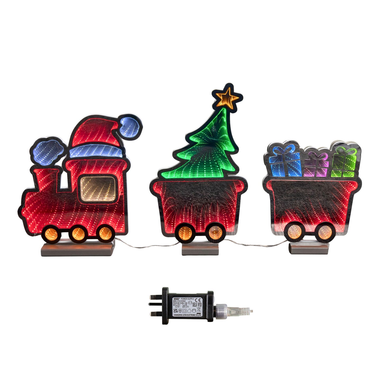 70cm Light up Infinity Christmas Train with 2 Carriages and Multi-Coloured LEDs